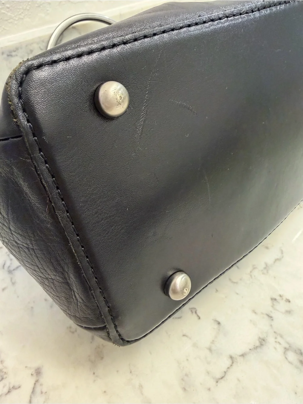 Patricia Nash 10th Anniversary Black Leather Satchel Top Handle Bag